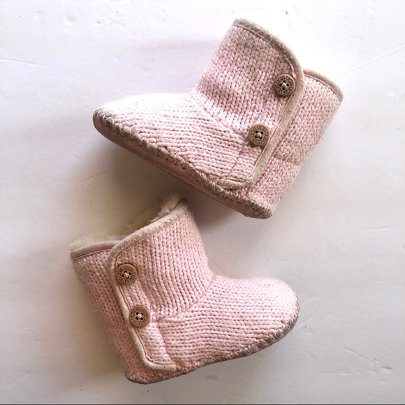 UGG Pearl Pink Knit Baby Girl Winter Snow Boots Size 2/3 - Picture 3 of 12
